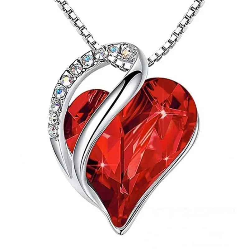 Ocean Heart Crystal Necklace for Women – Multicolored Zircon Love Pendant | Sparkling Fashion Jewelry Gift - Wahtrends