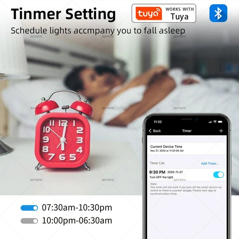 Tuya Bluetooth Smart LED Bulb Dimmable RGBCW - Color Changing Light Bulb E27 B22 15W 18W Smart Life App Music Sync - Wahtrends