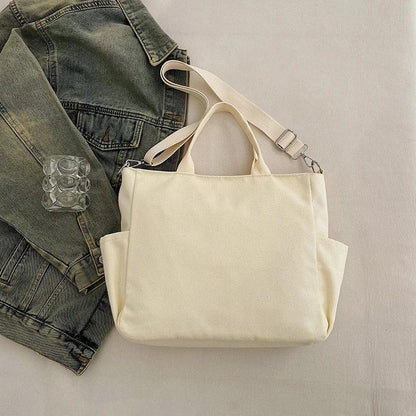 Large Canvas Tote Bag for Women with Zipper—Multi-Pocket Crossbody Messenger Shoulder Bag, for Work, Study & Travel - Wahtrends