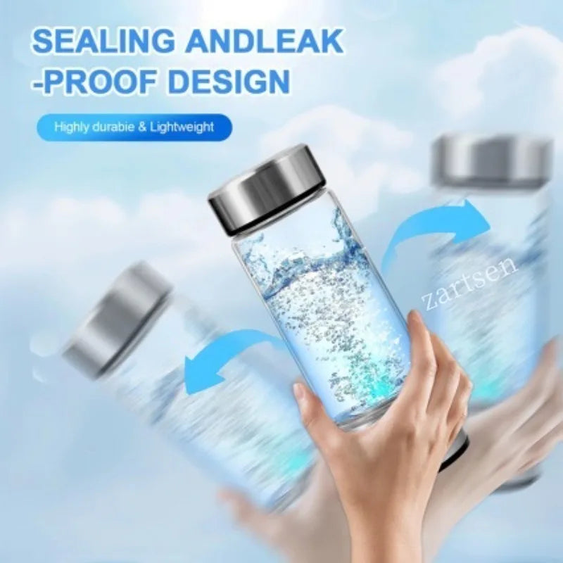 Hydrogen Water Bottle – Portable Titanium Generator & Antioxidant Glass Cup AE