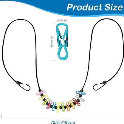 Best Retractable Portable Travel Clothesline with 12 Windproof Clips—Heavy Duty Indoor Outdoor Laundry Drying Line for Camping, RV, and Backpacking - Wahtrends