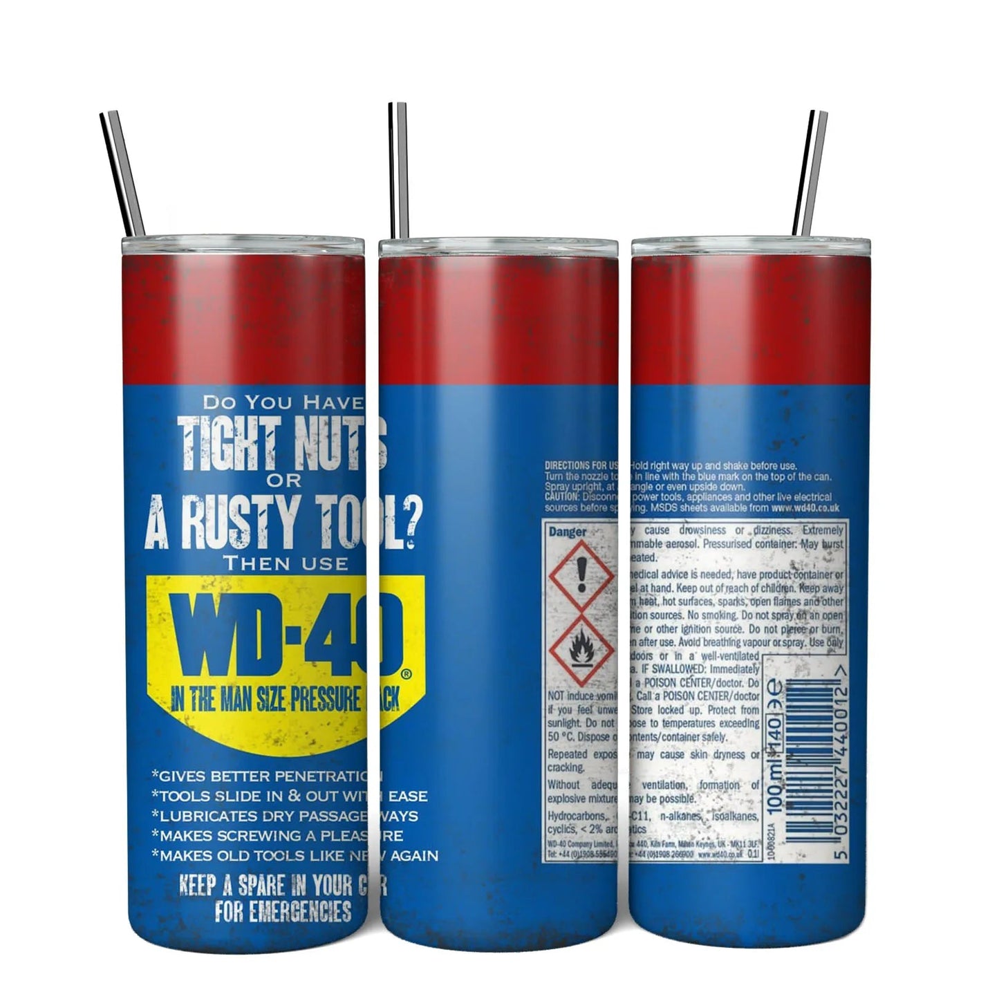 20oz WD40 Mechanic Oil Tumbler – Insulated Stainless Steel Workshop Mug AE