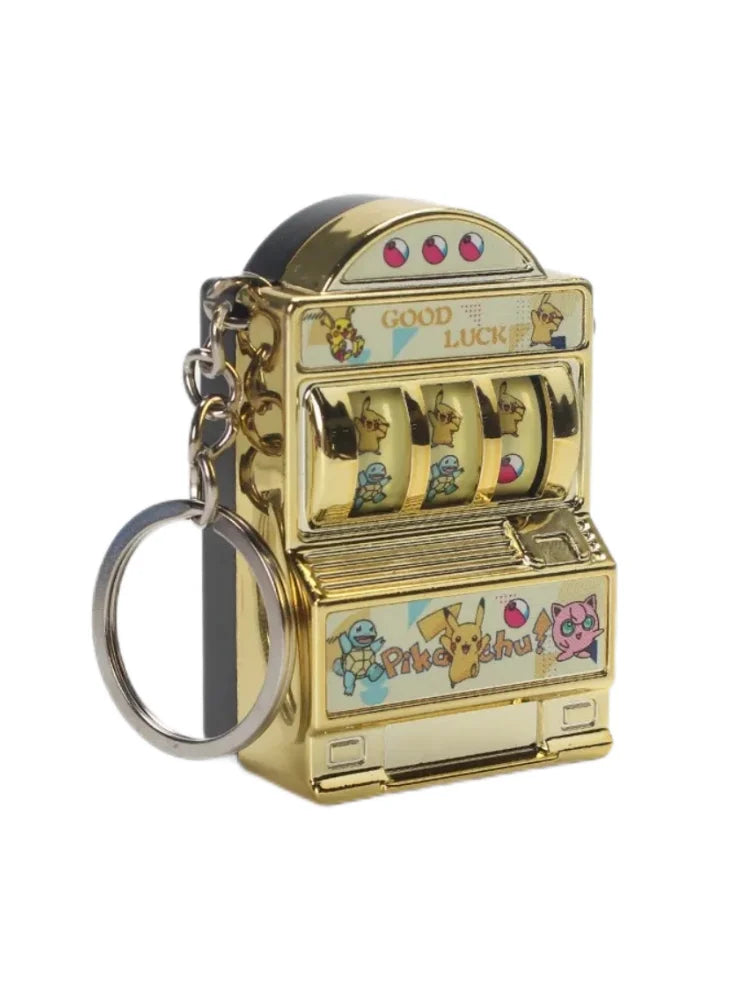 Interactive Mini Pokemon Keychain Slot Machine – Turnable Collectible Toy AE