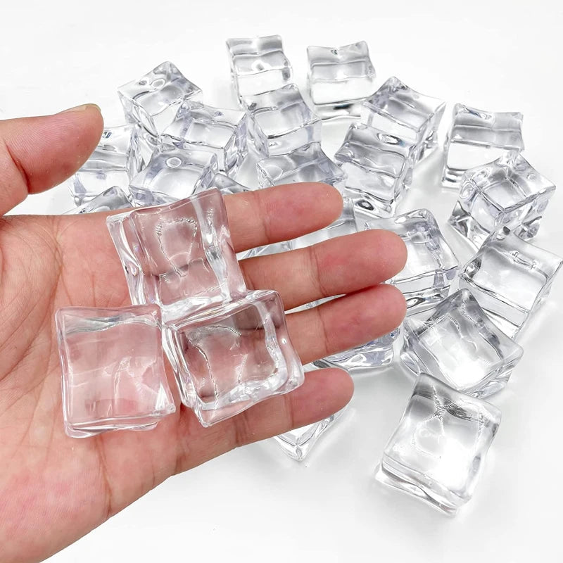 Premium Clear Acrylic Fake Ice Cubes – Reusable Photography & Display Crystals AE