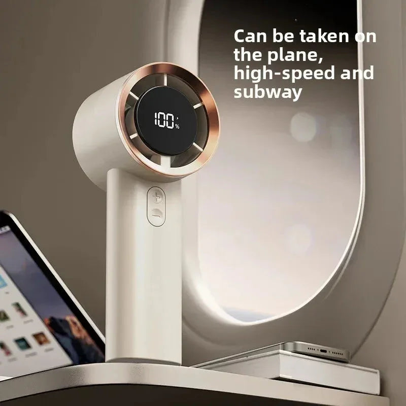 AeroFlow A-H200D High-Speed Portable Handheld Fan – USB-C Rechargeable Mini Fan with Brushless Motor & Digital Display - Wahtrends