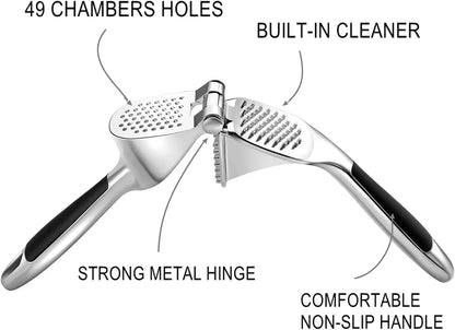 Heavy-Duty Stainless Steel Garlic Press with Cleaning Brush – Professional Grade Mincer - Wahtrends