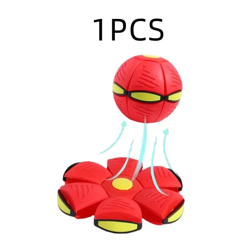 Flying Saucer Bouncing Ball Dog Toy - Durable Elastic Interactive Pet Toy for Outdoor Fetch Exercise Medium Large Dogs - Wahtrends