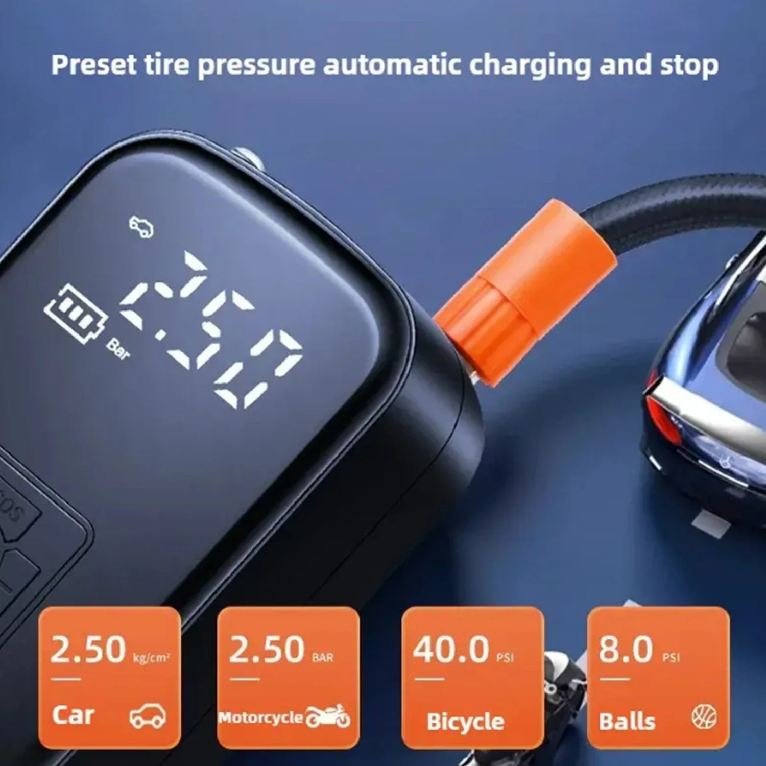 Best Wireless Portable Digital Air Pump | Car Tire Inflator with LCD Display AE