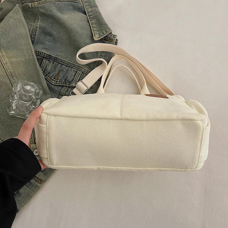 Large Canvas Tote Bag for Women with Zipper—Multi-Pocket Crossbody Messenger Shoulder Bag, for Work, Study & Travel - Wahtrends