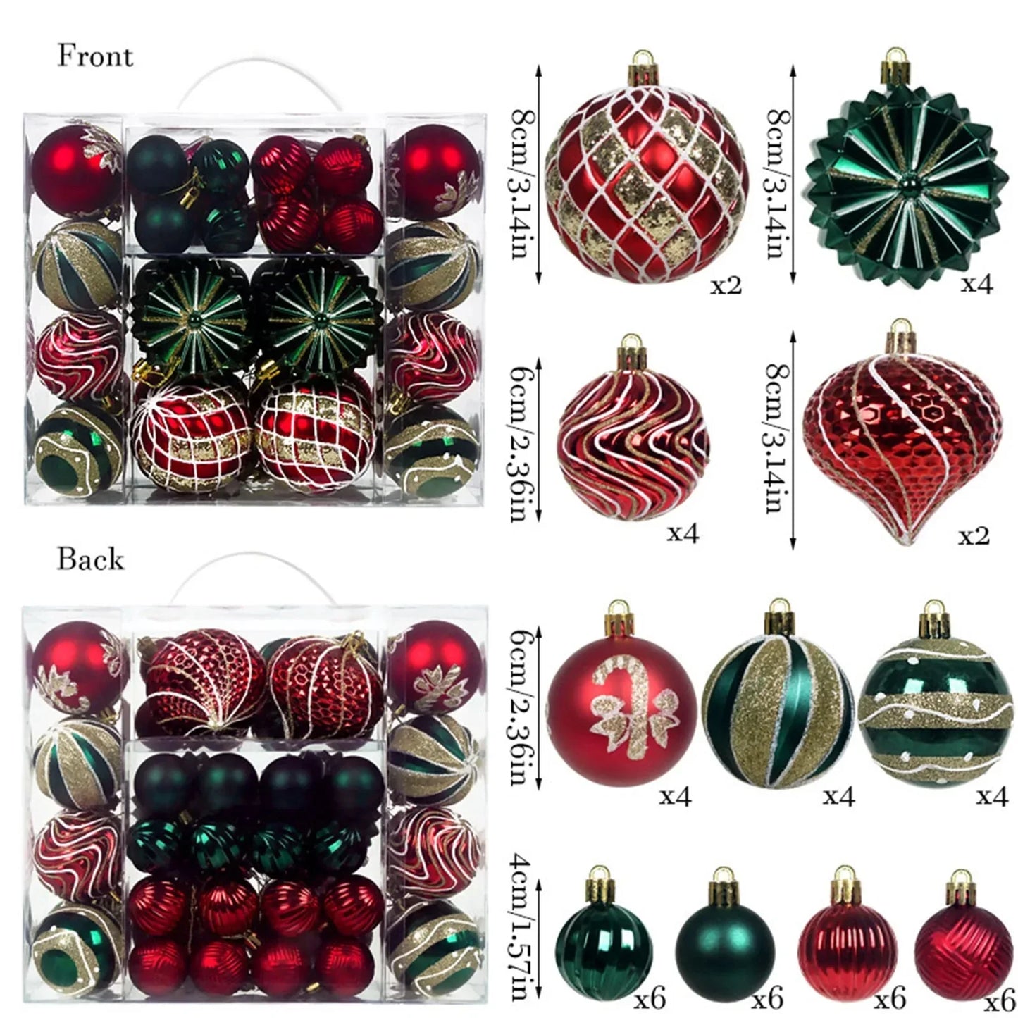 48-Piece Shatterproof Christmas Ornaments Set – Mixed Shapes & Sizes| Premium Tree Decorations - Wahtrends