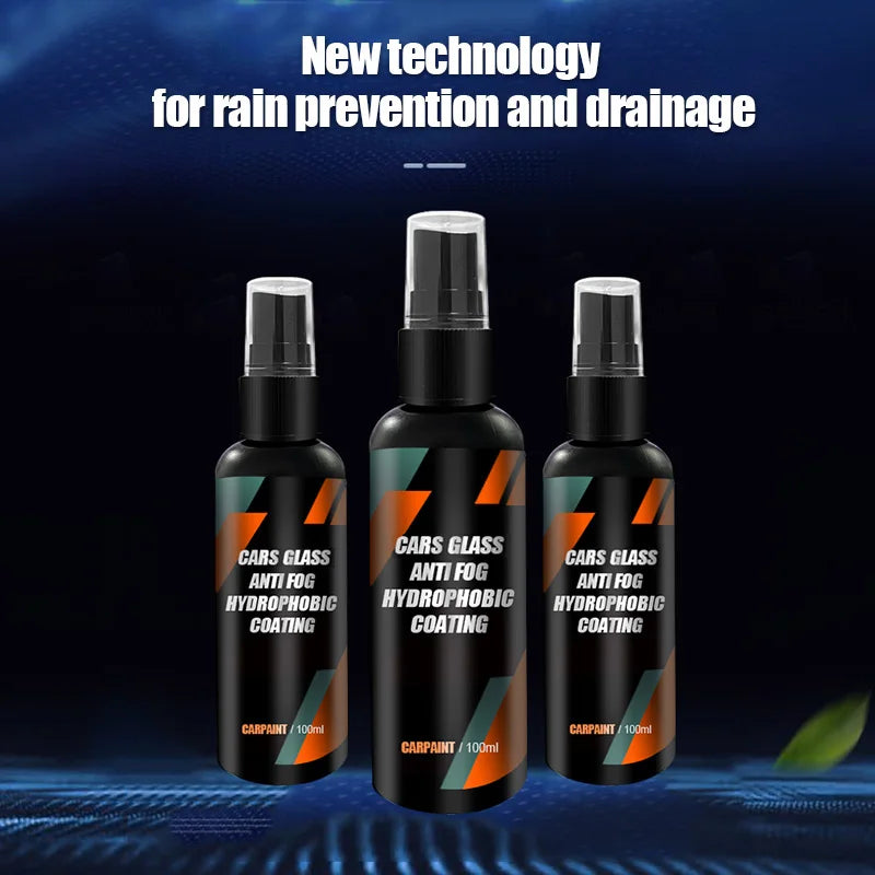 CrystalClear Nano Car Glass Spray—Hydrophobic Rain Repellent & Oil Film Remover AE