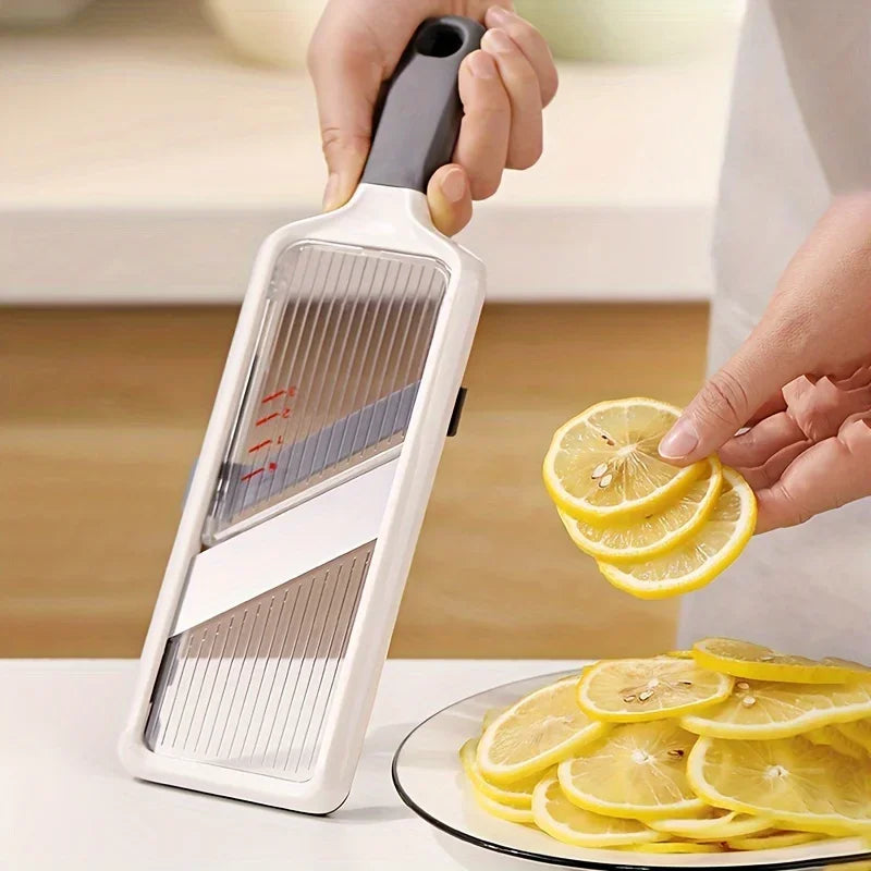 Handheld Vegetable Slicer - Adjustable Stainless Steel Blade Fruit Cutter for Potatoes Lemons Kitchen Tool - Wahtrends