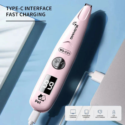 Waterproof Pet Paw & Face Trimmer with LED Light – Low Noise Dog & Cat Detail Grooming Clipper - Wahtrends