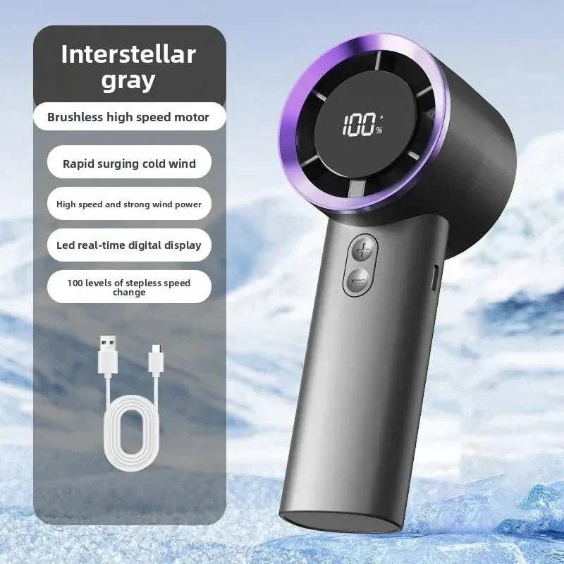 AeroFlow A-H200D High-Speed Portable Handheld Fan – USB-C Rechargeable Mini Fan with Brushless Motor & Digital Display - Wahtrends