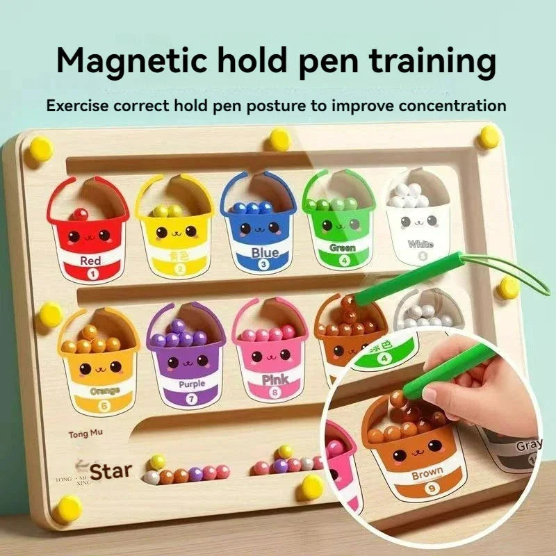 Children's Magnetic Maze Walking Ball Baby Concentration Training, Writing Logic Thinking 3 year Old kids - Wahtrends