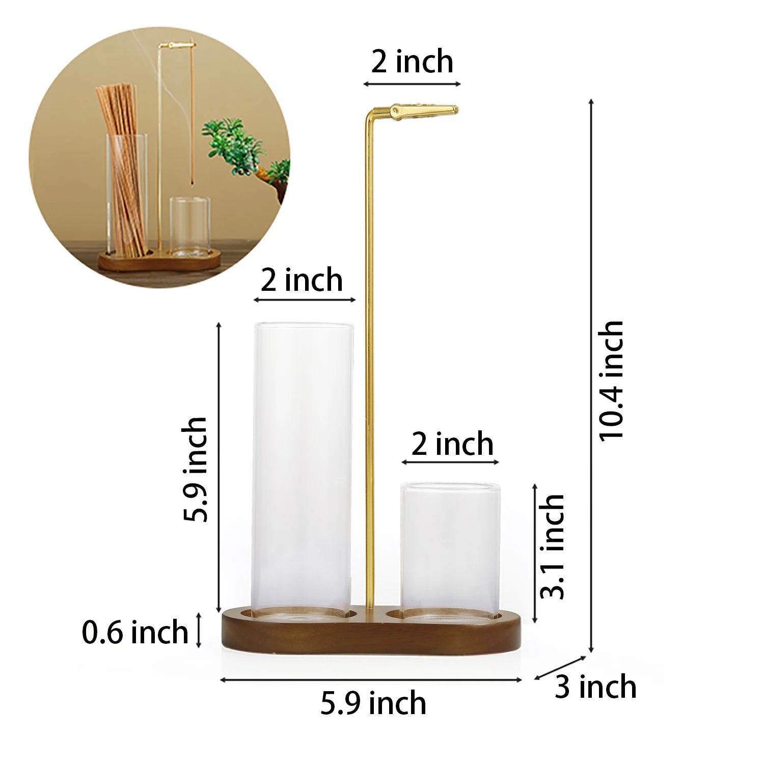 2-in-1 Anti-Ash Incense Holder with Glass Catcher & Stick Organizer AE