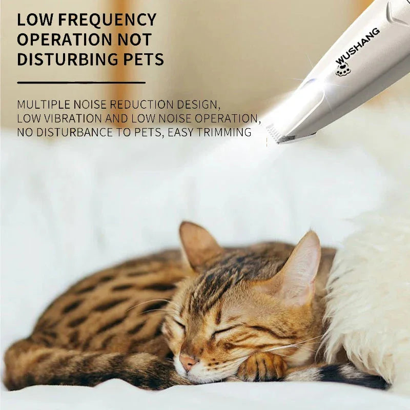 Waterproof Pet Paw & Face Trimmer with LED Light – Low Noise Dog & Cat Detail Grooming Clipper - Wahtrends