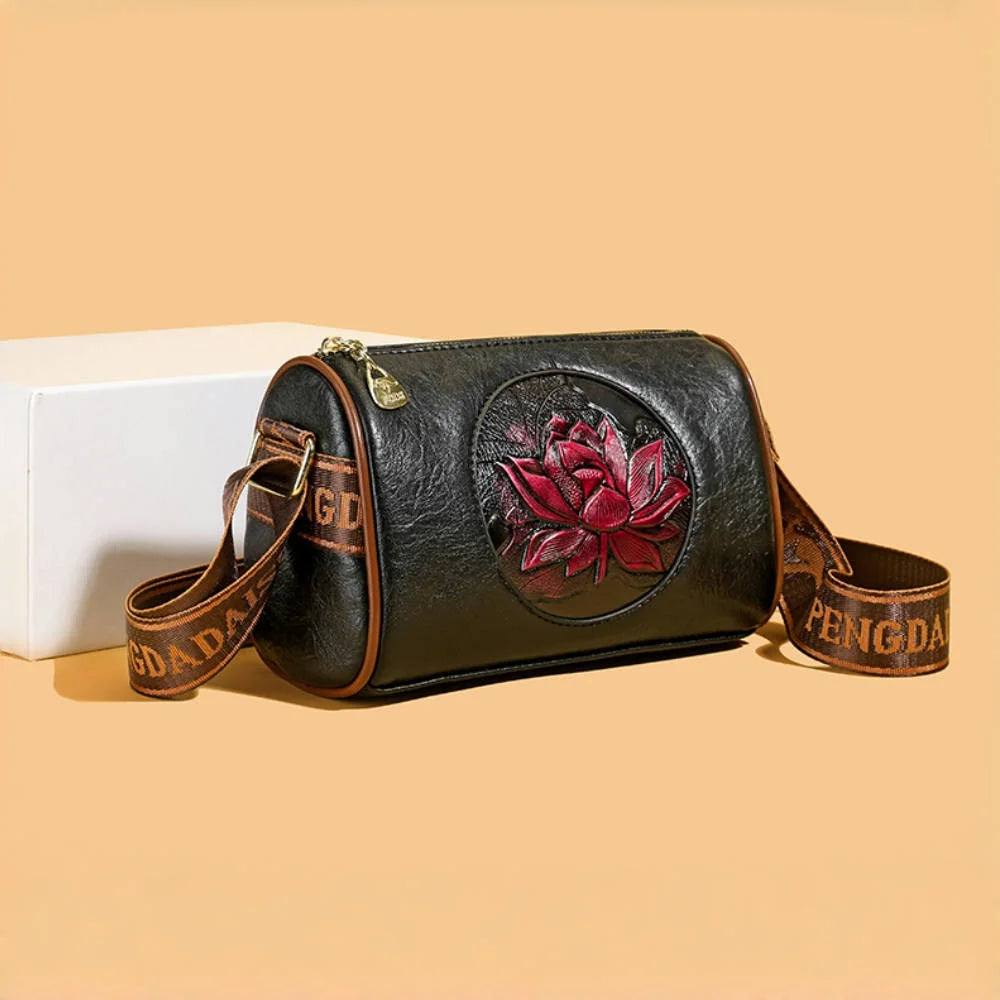 Bohemian Soft-Touch Crossbody Bag | Vintage Floral Vegan Leather Multi-Pocket Shoulder Tote - Wahtrends