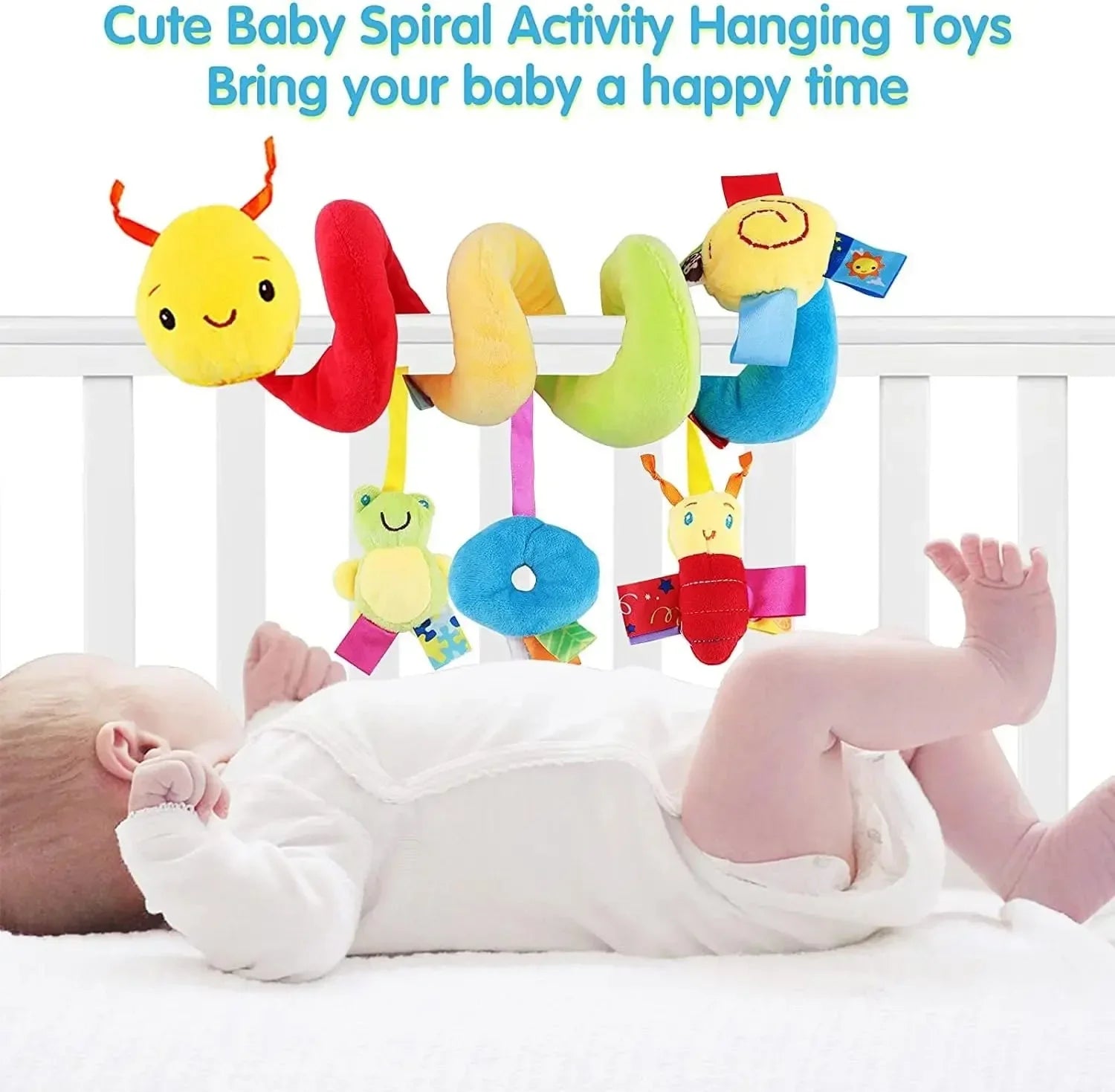 Baby Car Seat Spiral Hanging Rattle Toy—Plush Sensory Stroller Activity Toy for Newborns Gift - Wahtrends