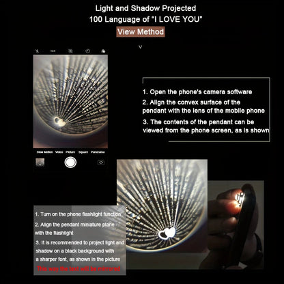 100 Languages of Love Projection Necklace – Hidden Message I Love You Pendant AE