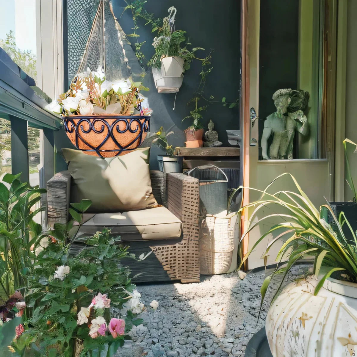 Minimalist Resin Coconut Palm Hanging Basket Flower Pot - Fashionable Lightweight Indoor/Outdoor Hanging Planter for Home Garden Balcony Decor - Wahtrends