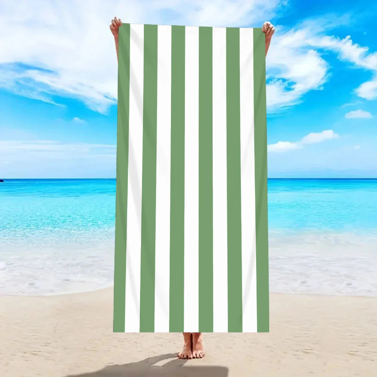 Quick-Dry Microfiber Beach Towel – Oversized 180×90cm Cabana Stripe Bath Sheet | Lightweight Sand-Free Travel Towel - Wahtrends
