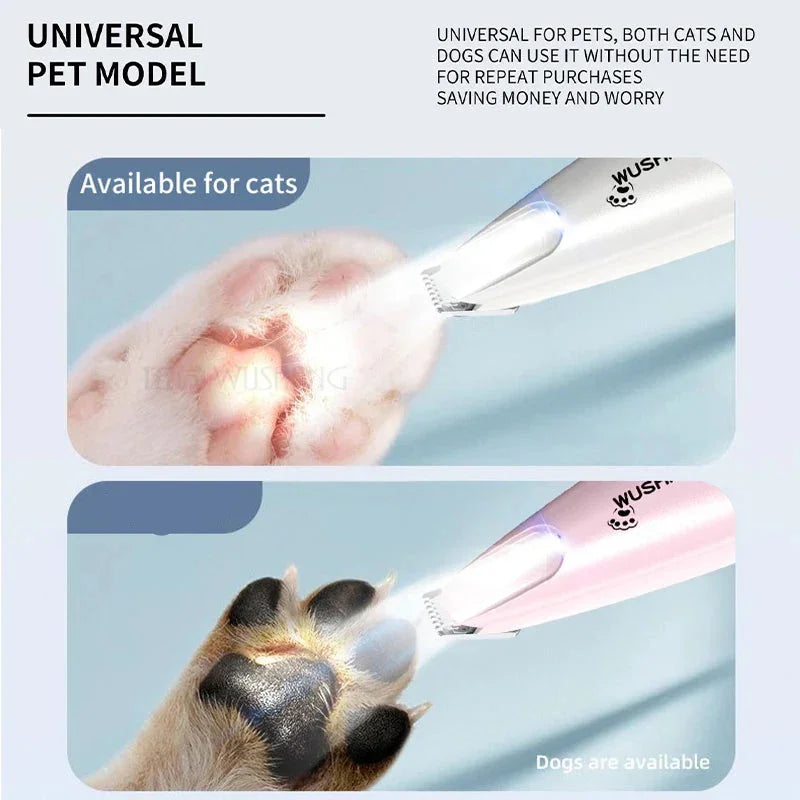 Waterproof Pet Paw & Face Trimmer with LED Light – Low Noise Dog & Cat Detail Grooming Clipper - Wahtrends