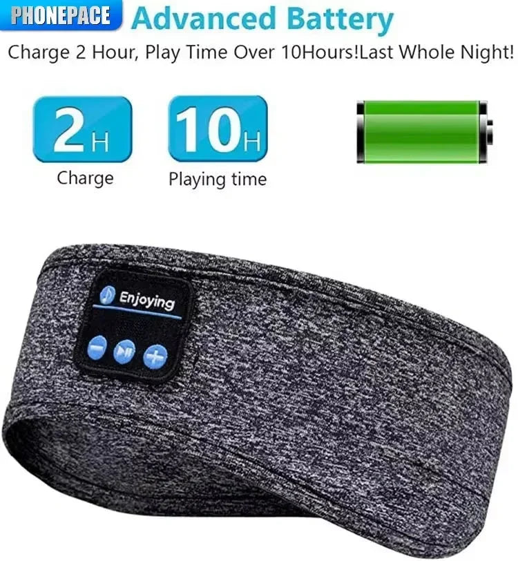 Bluetooth 5.0 Sleep Headphones Headband – Wireless Music Headband & Eye Mask for Side Sleepers - Wahtrends