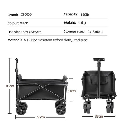 Heavy-Duty Foldable Camping Cart | Portable Picnic Utility Wagon with All-Terrain Wheels | Beach & Outdoor Trolley - Wahtrends