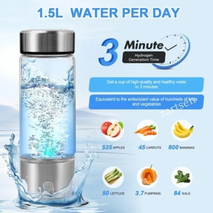 Hydrogen Water Bottle – Portable Titanium Generator & Antioxidant Glass Cup AE