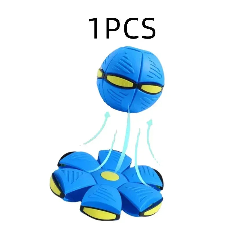 Flying Saucer Bouncing Ball Dog Toy - Durable Elastic Interactive Pet Toy for Outdoor Fetch Exercise Medium Large Dogs - Wahtrends