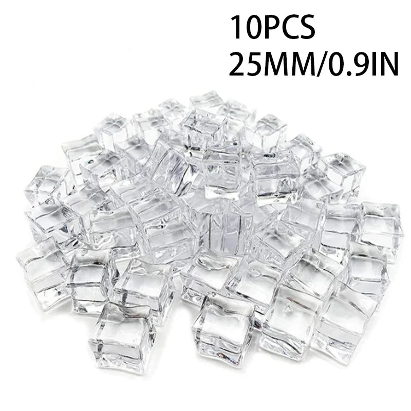 Premium Clear Acrylic Fake Ice Cubes – Reusable Photography & Display Crystals AE