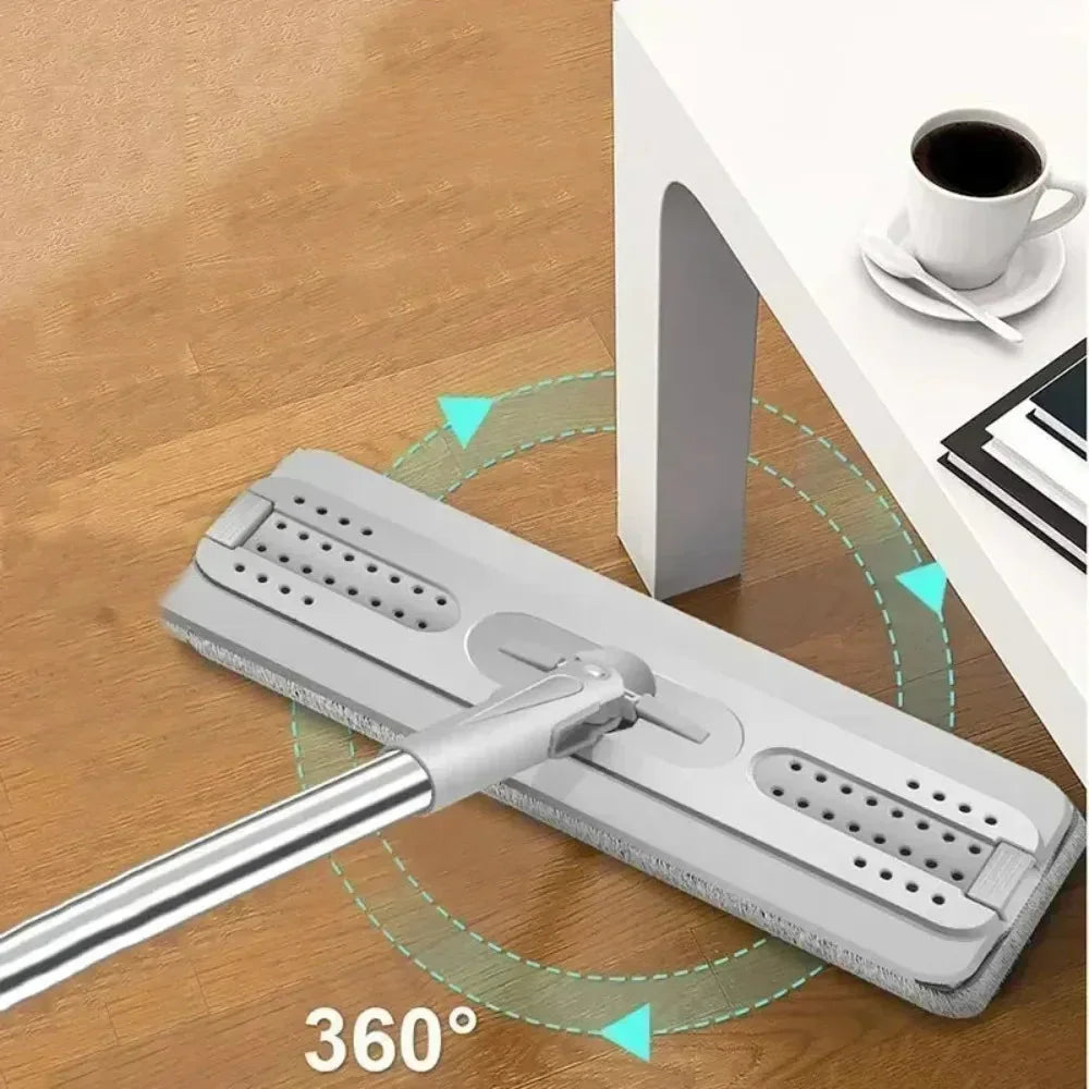 Best Hands-Free Lazy Mop Bucket Set - Dry Wet Separation Floor Cleaning System with Flat Mop and Wringer for Home Kitchen Bathroom - Wahtrends