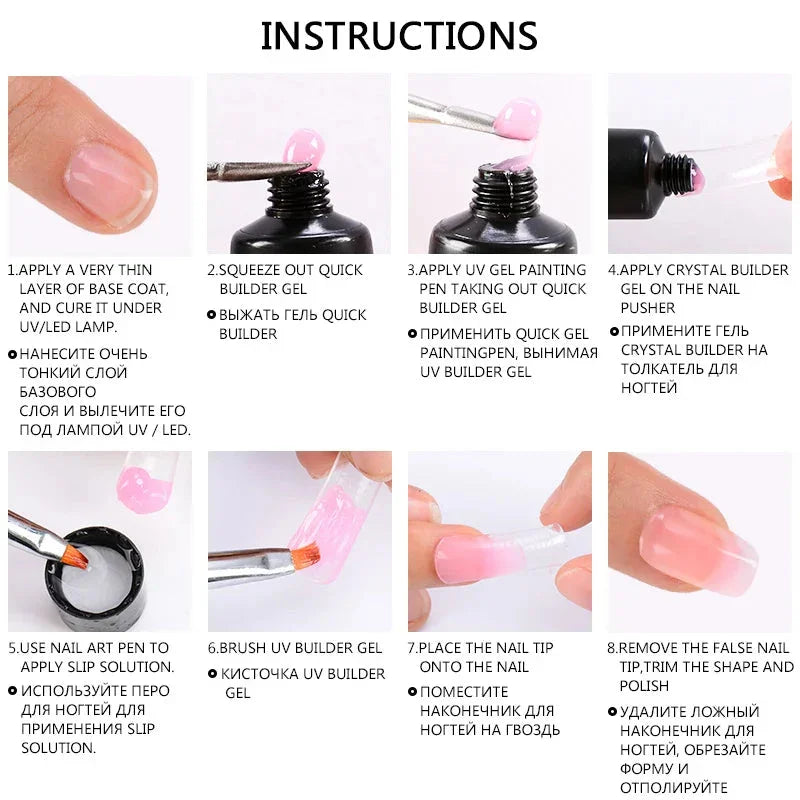 MEET ACROSS Polygel Nail Kit – 8-Piece Acrylic Builder Gel Set with Slip Solution & Dual Forms for DIY Nail Extensions - Wahtrends