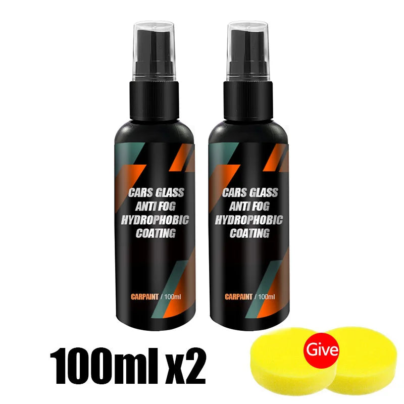 CrystalClear Nano Car Glass Spray—Hydrophobic Rain Repellent & Oil Film Remover AE