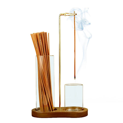 2-in-1 Anti-Ash Incense Holder with Glass Catcher & Stick Organizer AE