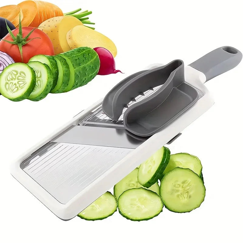 Handheld Vegetable Slicer - Adjustable Stainless Steel Blade Fruit Cutter for Potatoes Lemons Kitchen Tool - Wahtrends