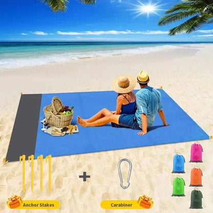 Best Waterproof Pocket Beach Mat Folding Beach Blanket - Lightweight Sandproof Portable Picnic Mat for Camping Outdoor Family Picnics and Beach Trips - Wahtrends