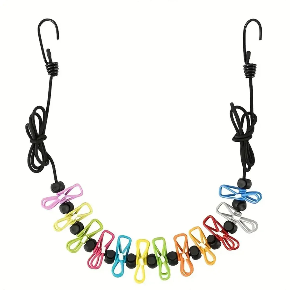 Best Retractable Portable Travel Clothesline with 12 Windproof Clips—Heavy Duty Indoor Outdoor Laundry Drying Line for Camping, RV, and Backpacking - Wahtrends