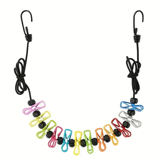 Best Retractable Portable Travel Clothesline with 12 Windproof Clips—Heavy Duty Indoor Outdoor Laundry Drying Line for Camping, RV, and Backpacking - Wahtrends