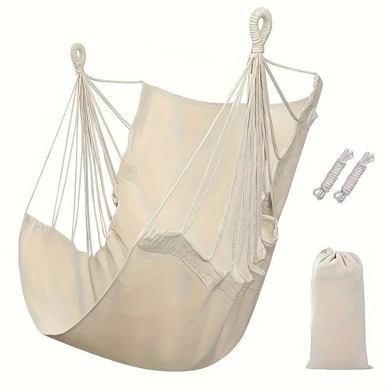 Anti-Rollover Canvas Hammock Chair—Portable Outdoor Swing Seat with Storage Bag AE
