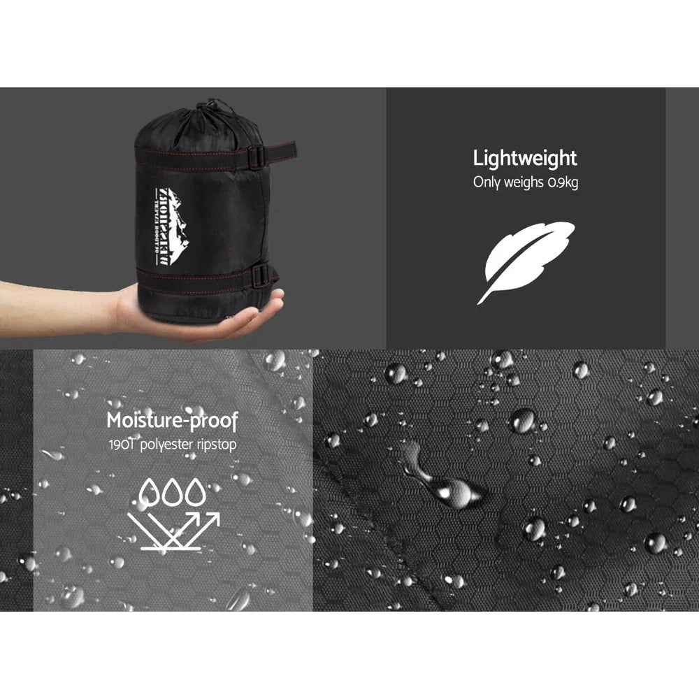 Weisshorn Sleeping Bag Single Thermal Camping Hiking Tent Grey 0°C - Wahtrends