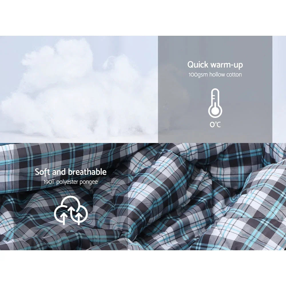 Weisshorn Sleeping Bag Single Thermal Camping Hiking Tent Grey 0°C - Wahtrends