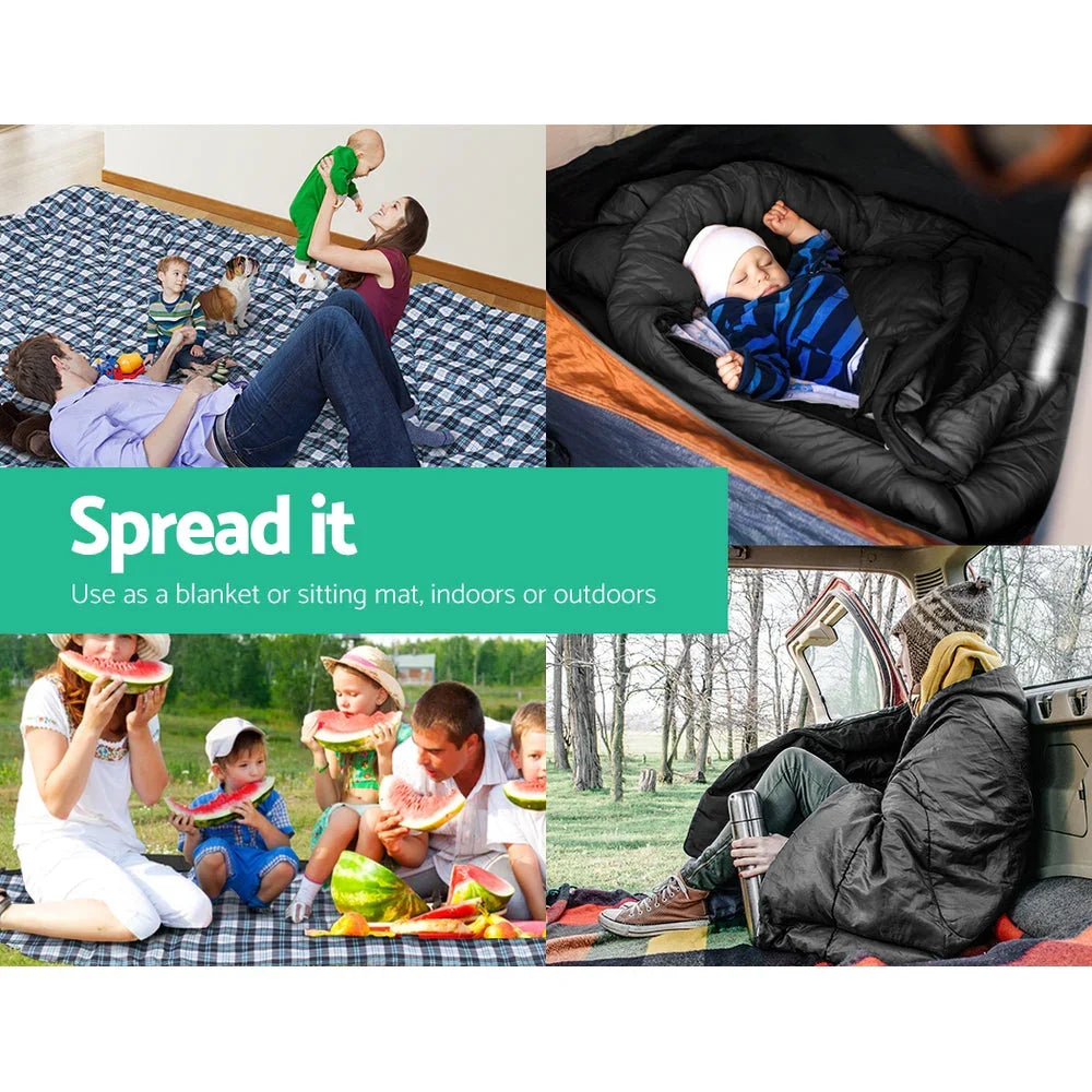 Weisshorn Sleeping Bag Single Thermal Camping Hiking Tent Grey 0°C - Wahtrends