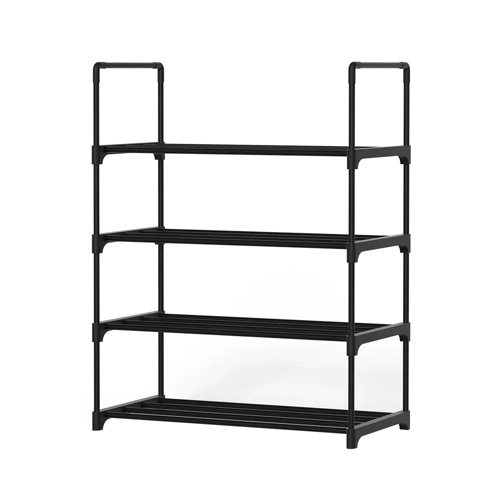 Artiss Shoe Rack Cabinet Stackable 4-tier 12 Pairs Black - Wahtrends