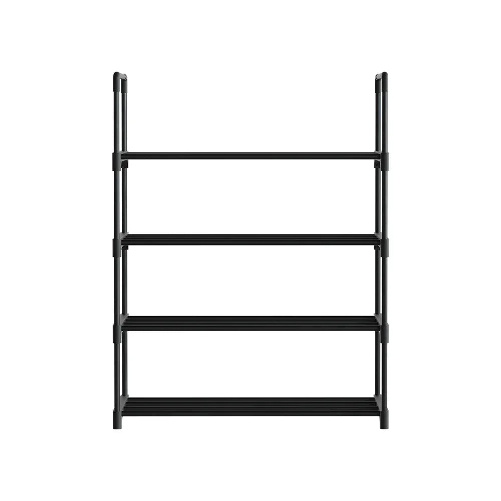 Artiss Shoe Rack Cabinet Stackable 4-tier 12 Pairs Black - Wahtrends
