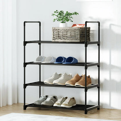 Artiss Shoe Rack Cabinet Stackable 4-tier 12 Pairs Black - Wahtrends