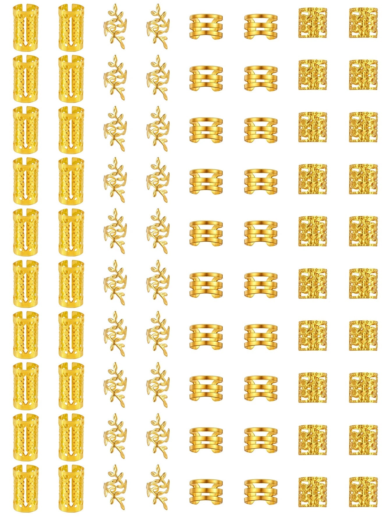 Luxe Hollow-Filigree Braid Rings | Gold & Silver Hair Jewellery Kit AE