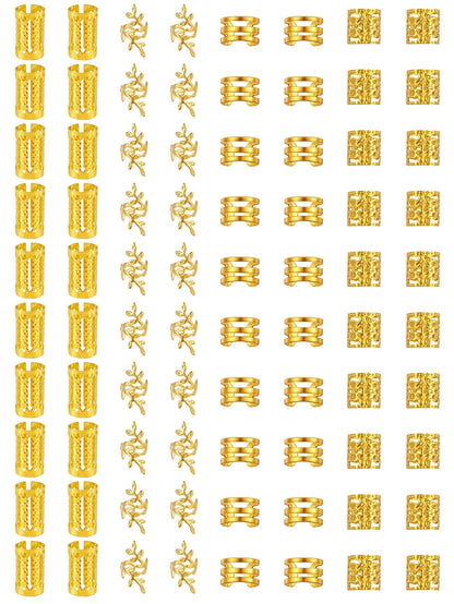 Luxe Hollow-Filigree Braid Rings | Gold & Silver Hair Jewellery Kit AE