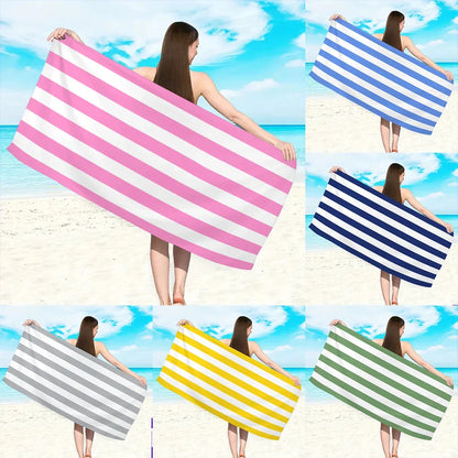 Quick-Dry Microfiber Beach Towel – Oversized 180×90cm Cabana Stripe Bath Sheet | Lightweight Sand-Free Travel Towel - Wahtrends